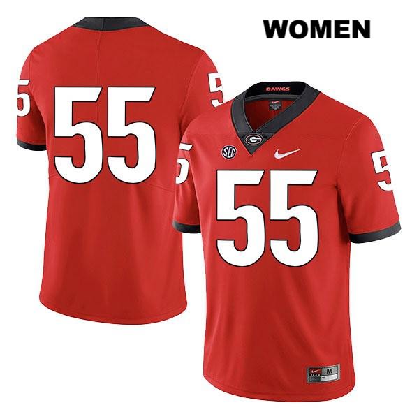 Georgia Bulldogs Women's Miles Miccichi #55 NCAA No Name Legend Authentic Red Nike Stitched College Football Jersey RIO5256CA
